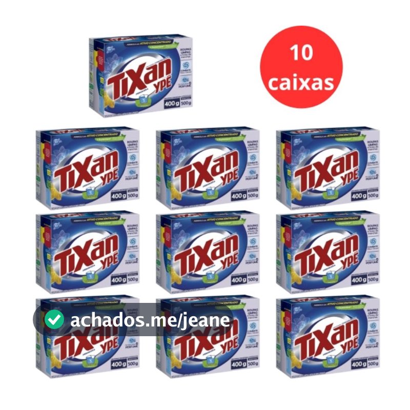 Kit 10 Caixas Sabão em Pó Tixan Ypê Primavera Maciez 400g Lava Roupas