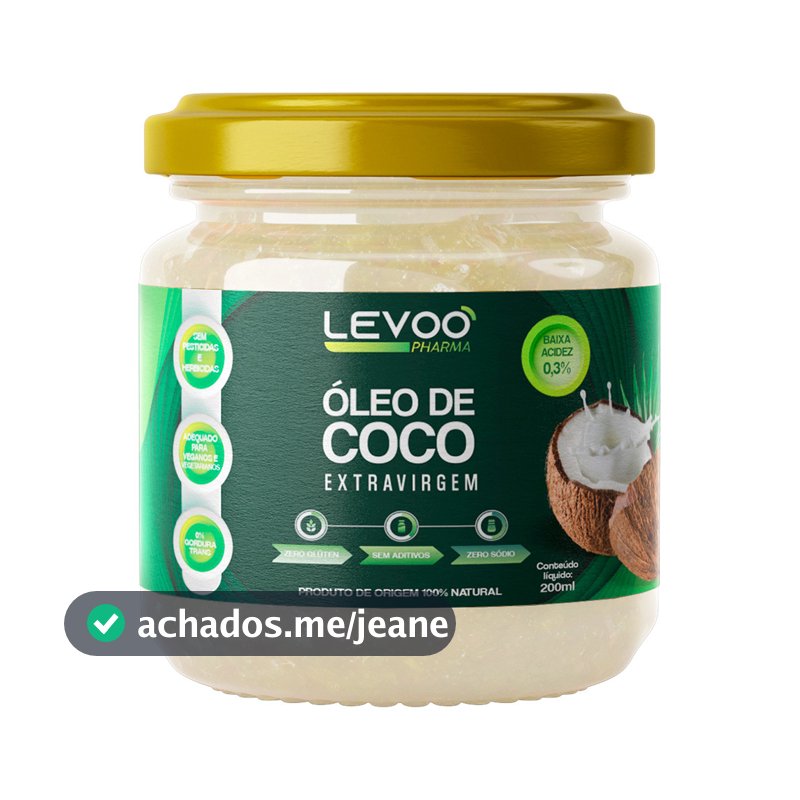 Óleo de Coco Extravirgem 0,3% Acidez 200ml Levoo