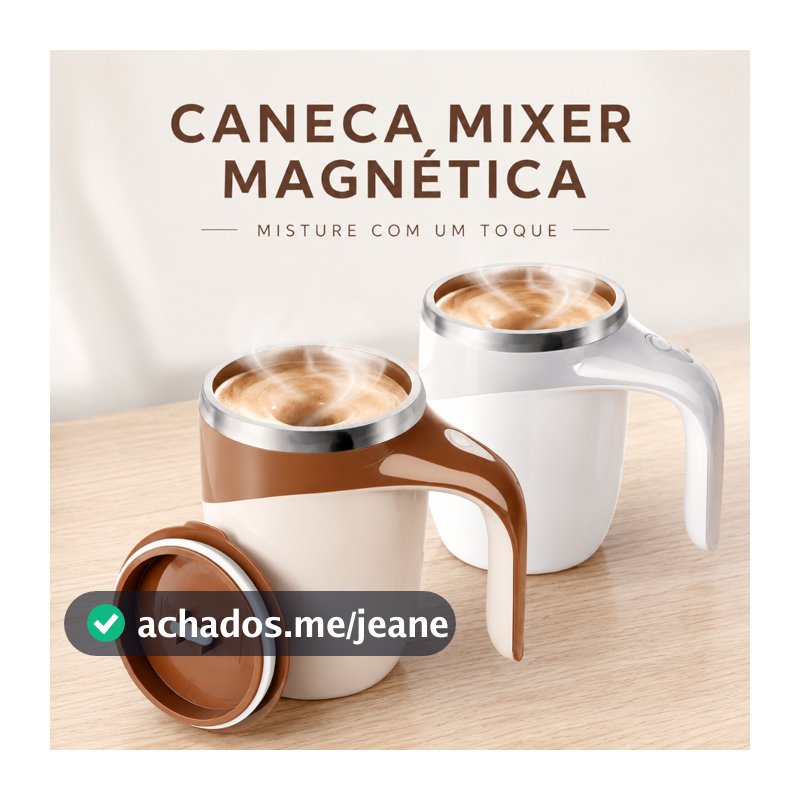 Caneca Mixer 380ml Magnética Automática USB para Café, Leite, Chocolate e Shake com Tampa