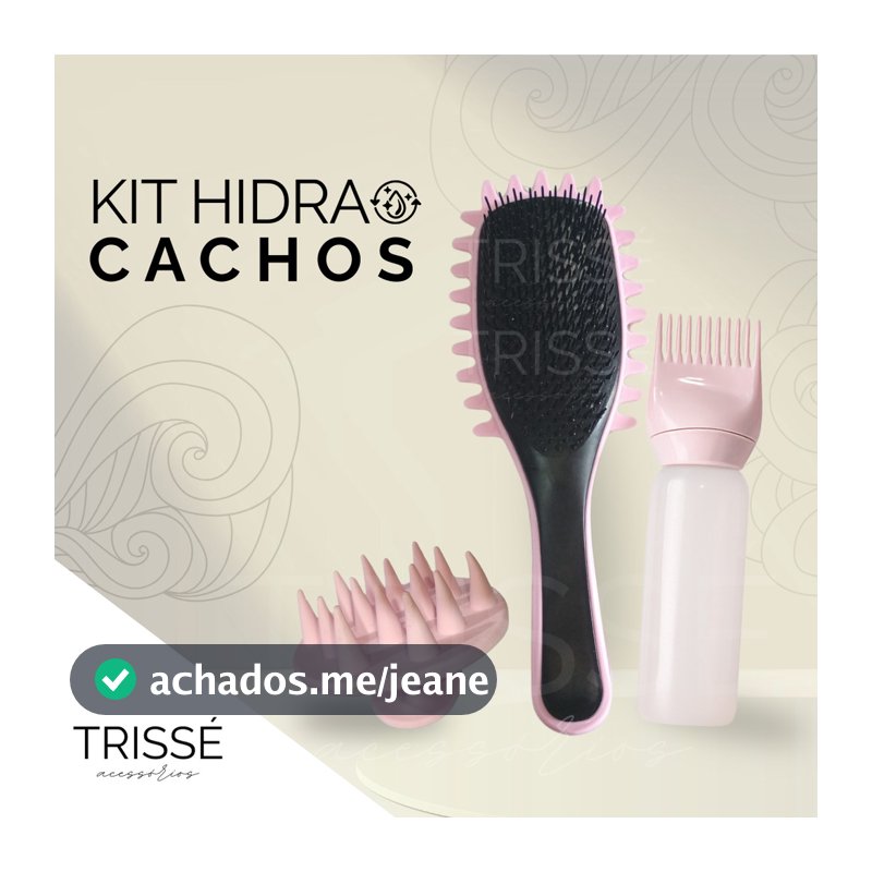 Kit Hidrata Cachos com Escova Desembaraçam-te Massageador Capilar e Frasco Aplicador de Tintura