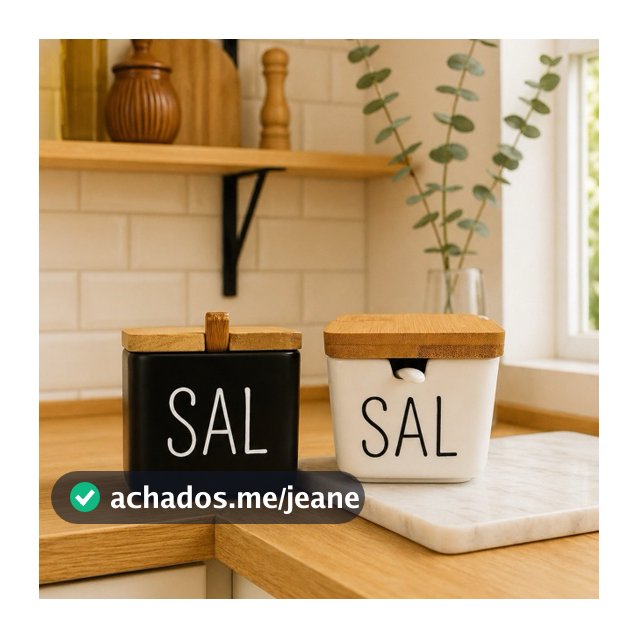 Saleiro em cerâmica com tampa em bambu personalizado | Sal | Açúcar
