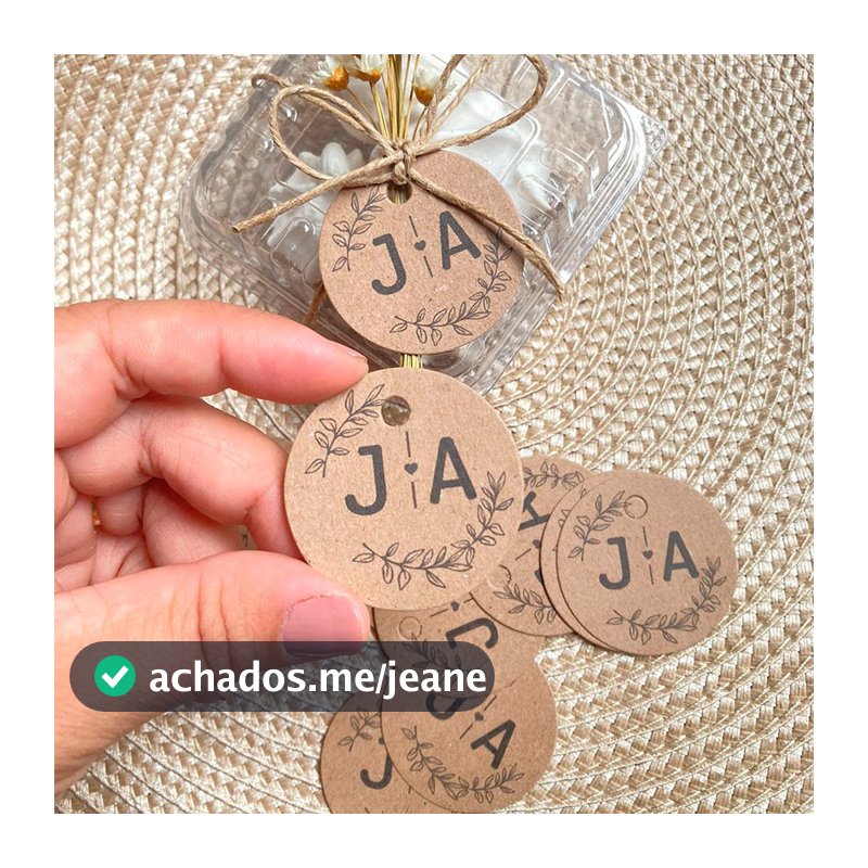 TAG PERSONALIZADA COM INICIAIS  EM PAPEL KRAFT MODELO RÚSTICO PARA CASAMENTO
