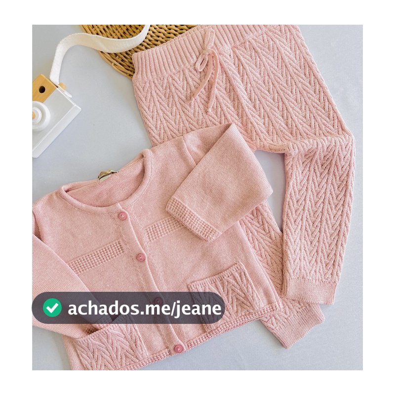 Conjunto para Bebê Tricot Saída Maternidade Casaco e Calça Menino e Menina Infantil Tricô