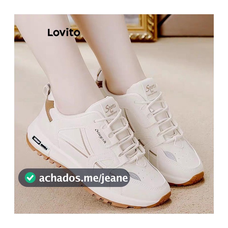 Lovito Tênis Casual Esportivo Liso Respirável De Couro Estilo Coreano Versátil E Leve Para Corrida Pickleball E Para Estudantes LFA55315