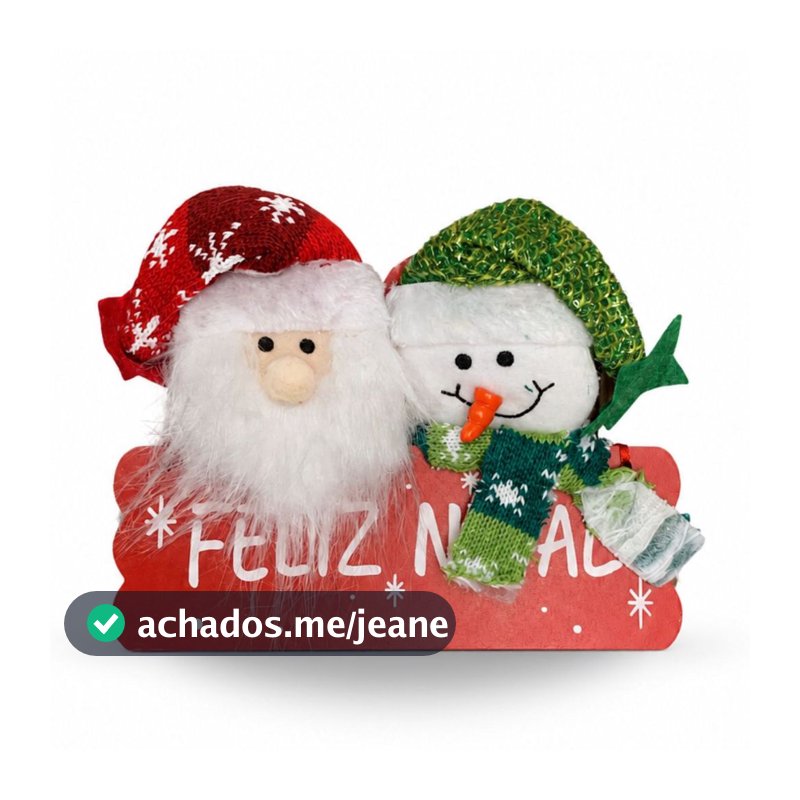 Enfeite de Pendurar Boneco com Placa Feliz Natal Pendente Papai Noel