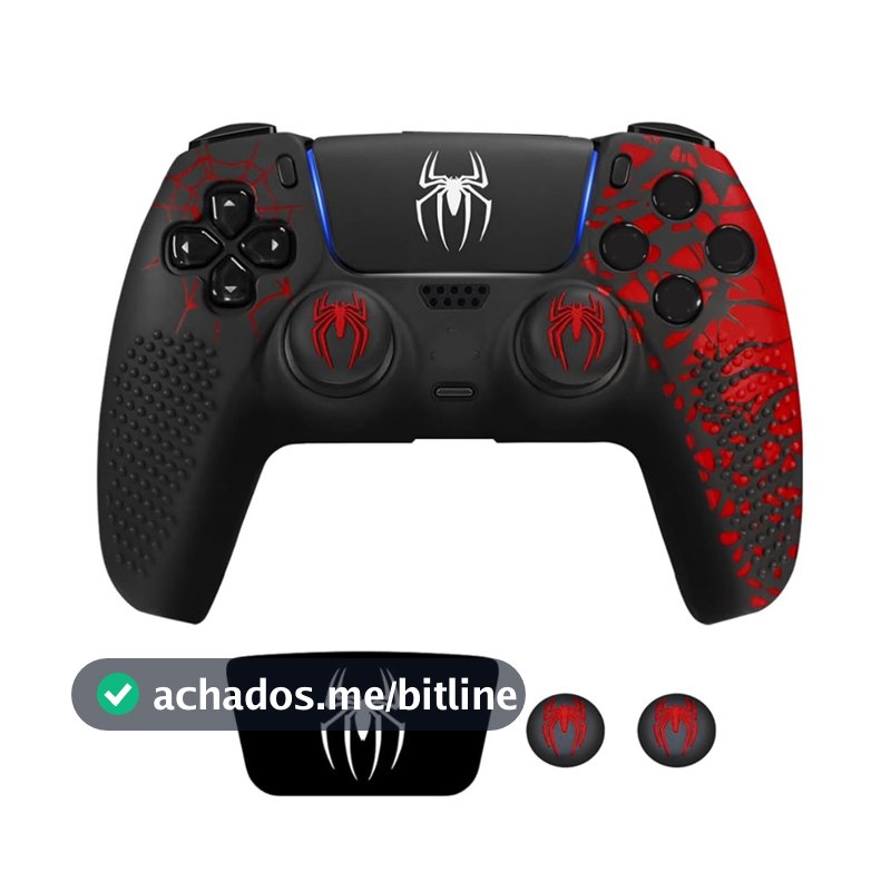 Capa de Silicone para Controle DualSense PS5 - Proteção Contra Poeira, 2 Grips para Analógicos e Adesivo para Touchpad