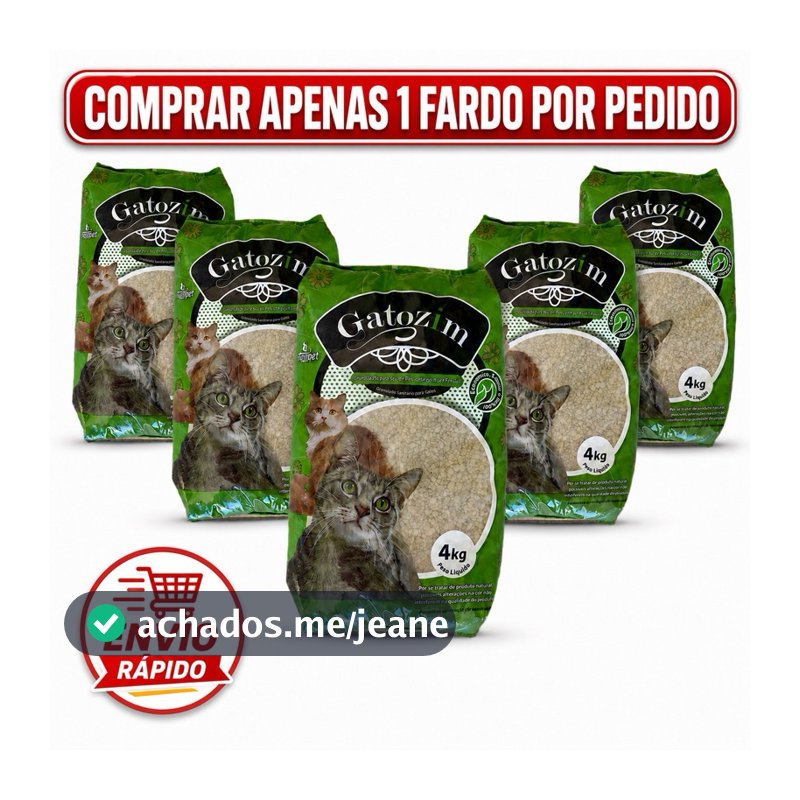Kit 5 Pacotes Areia de Gato Gatozim Granulado Forma Torrões Firmes Controle De Odores Econômico Natural