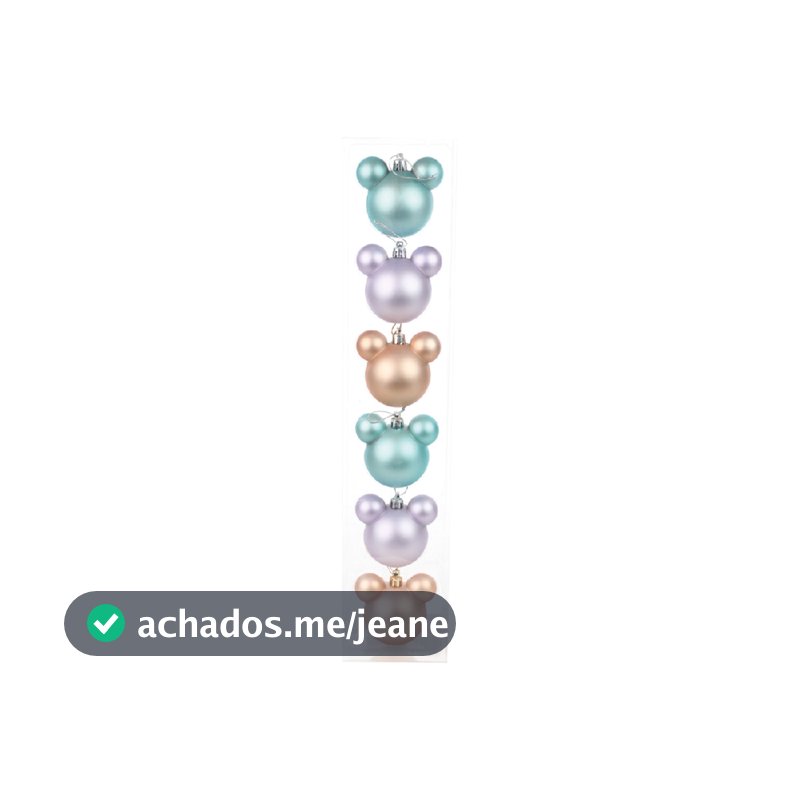 Kit Com 6 bolas de natal do mickey mouse colorido ouro verde lilas para arvore 6cm