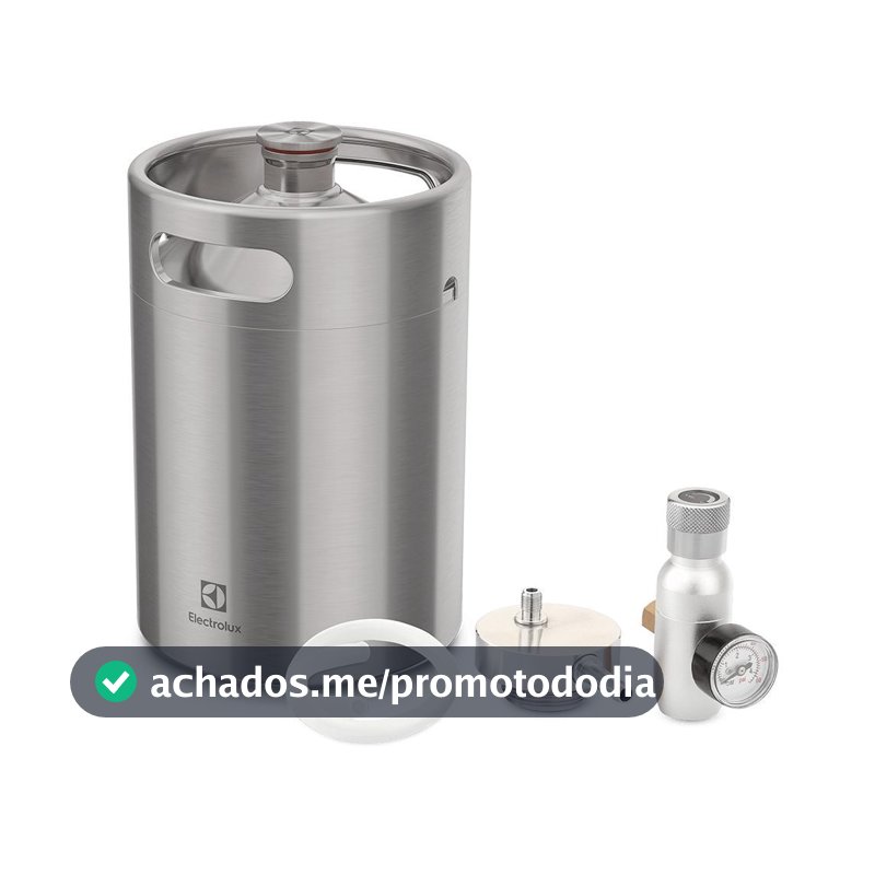 Barril de Chopp Electrolux Mini Keg 5L Inox com conectores para Torre de Chopp