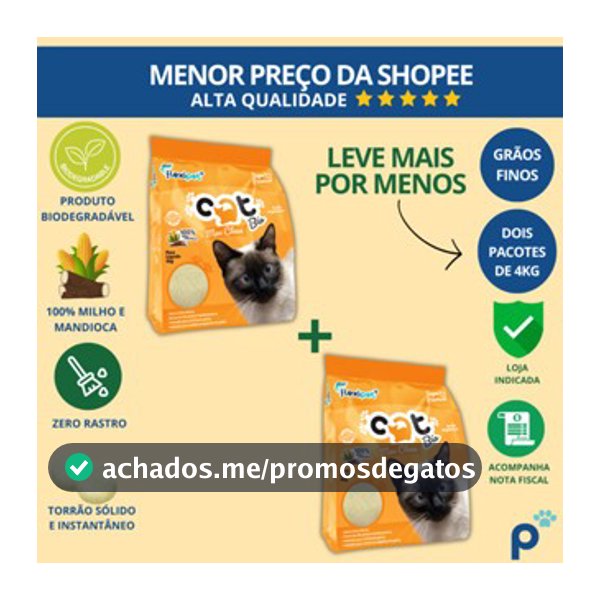Areia Higiênica Biodegradável Catbio 8Kg (2 pacotes de 4 kg) - Max Clean - Grãos Finos - novo