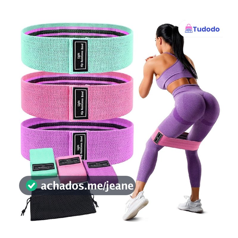 kit 3 Faixas Elástica de Resistência para yoga Pilates Treino Academia