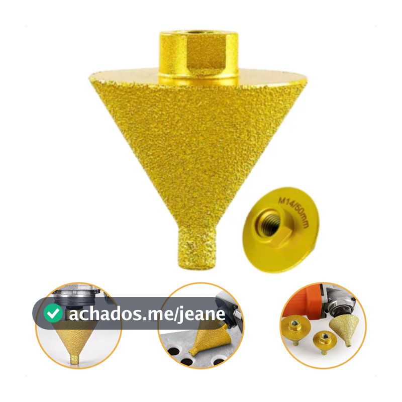Broca Cônica Diamantada Chanfro 9-50mm M14 Rosca Diamante Para Esmerilhadeira Furadeira Fura Porcelanato Moagem