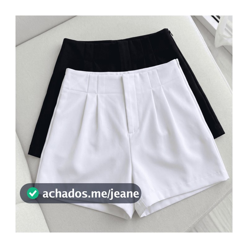 Kit 2 Shorts Social Feminino Cintura Alta Alfaiataria com Pregas Casual Chic Elegante