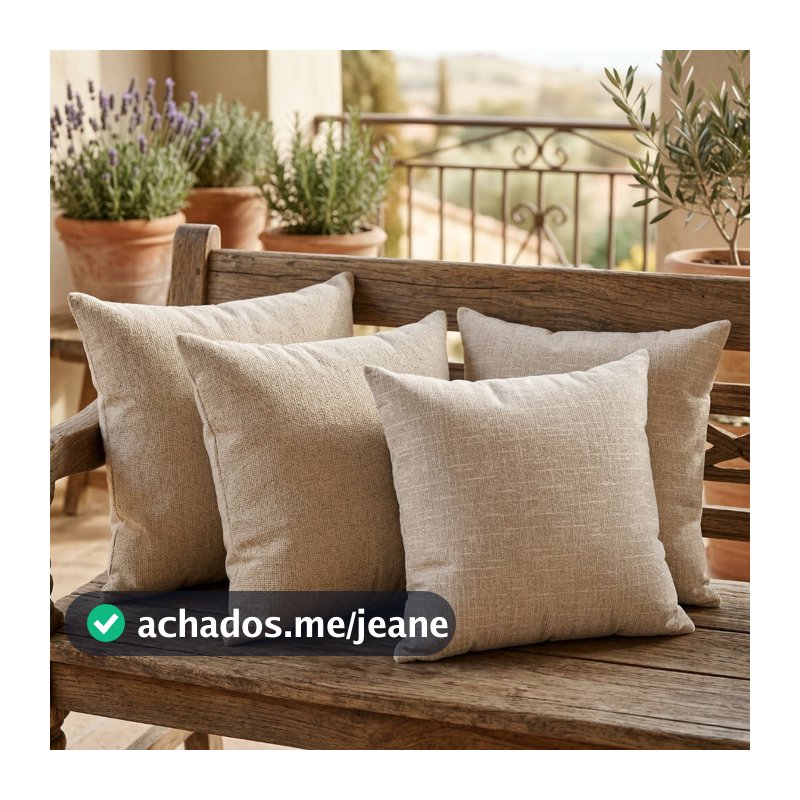 Kit 4 Capas De Almofadas 45x45 Decorativas Bege Cru Luxo Para Sofá C/ Zíper