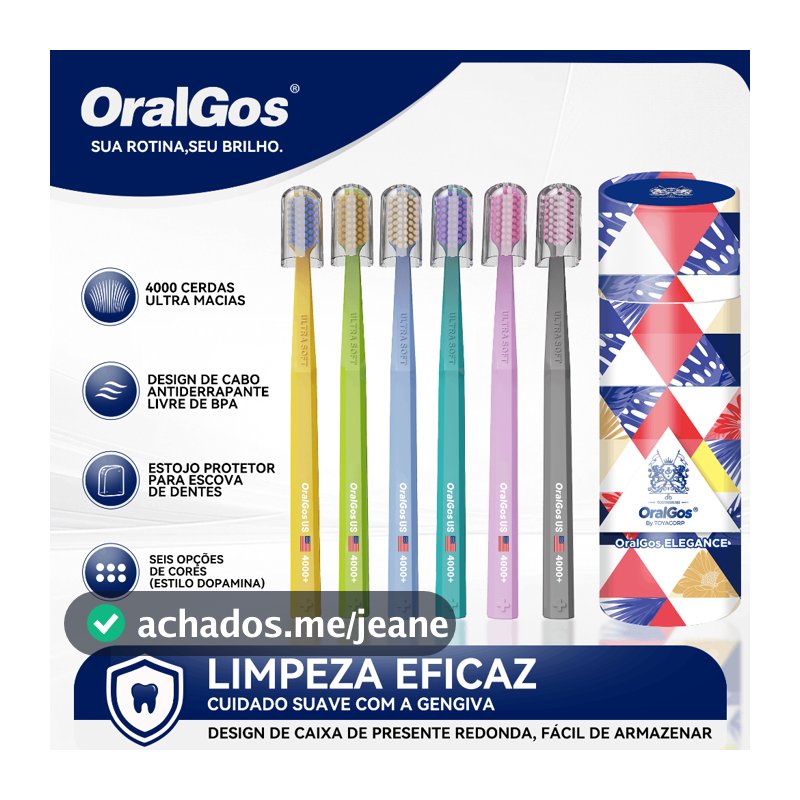 OralGos Pacote de Escova de Dentes Super Macia,Nano Cerdas de Super Densidade+6 cores,Capa Protetora