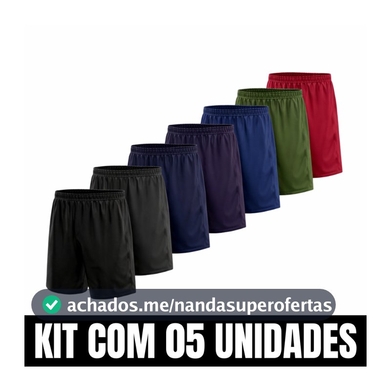 Kit 5 Bermuda Masculina Short Calção Futebol Academia Praia Caminhada Lazer Cores Sortidas