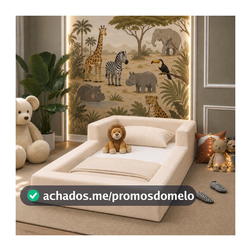 Cama Montessoriana Solteiro Aurora com Colchão Tecido Boucle