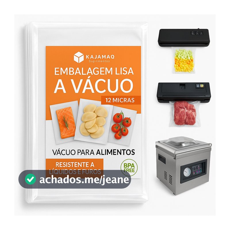 Saco Embalagem a Vácuo Kit com 100 Unidades para Seladora Camara e Com bico de Sucçao Conserva Alimentos BPA Free