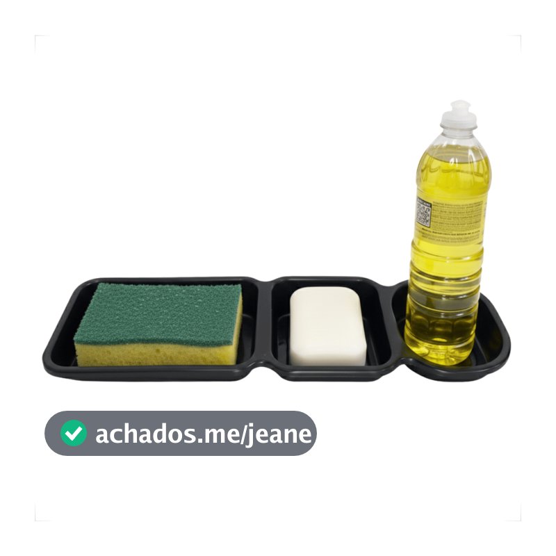 Suporte Organizador De Pia Para Sabão Esponja E Detergente Preto