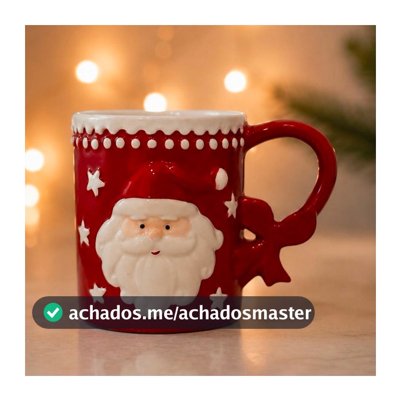 Caneca Natalina De Porcelana 400ml Xícara De Natal Papai Noel