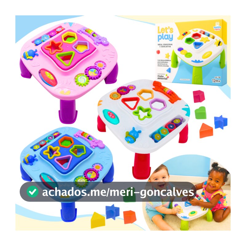 Mesinha Didática Infantil Educativa Sensorial Mesa Divertida Atividades Interativas Formas Encaixar