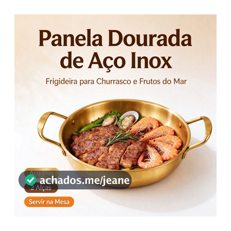 Panela Dourada em Aço Inox com Alças Duplas – 3 Tamanhos (Vendidas Separadamente)