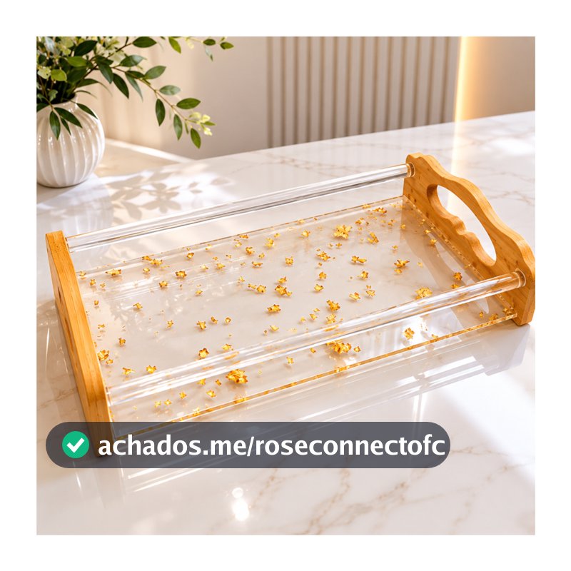 Bandeja Luxo Cristal Decorativa Para Decorar Mesa Cozinha Quarto Acrílica Cantinho do café
