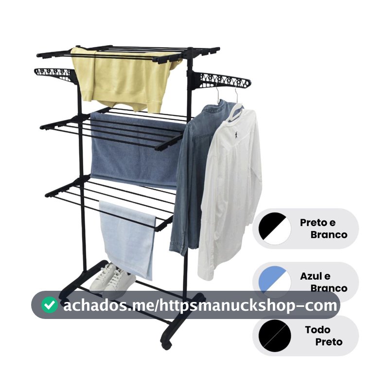 Varal De Chão Roupa Calcinha Grade 3 Andares Dobrável Portátil