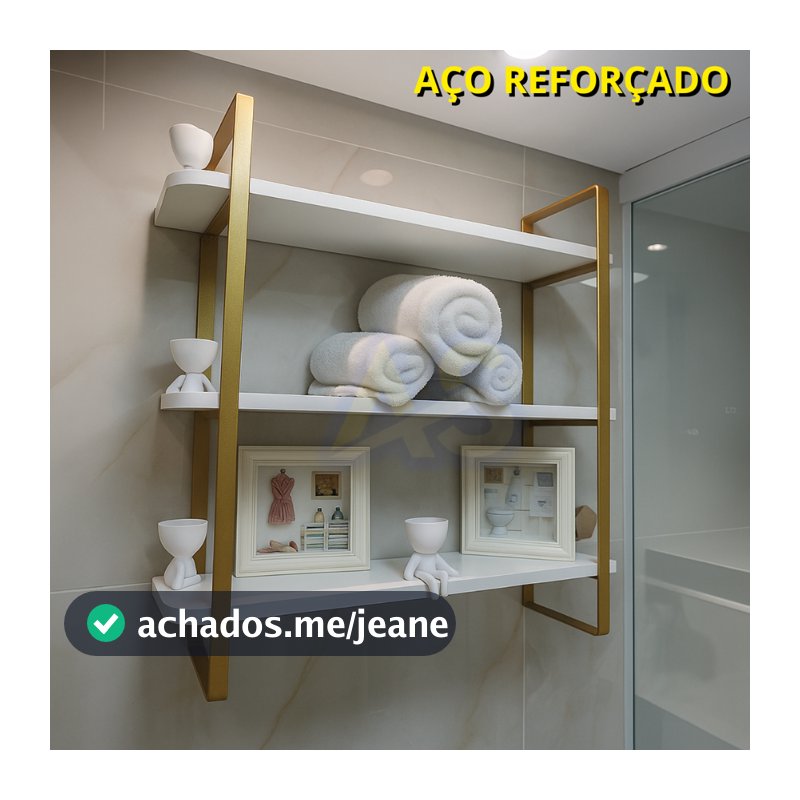 Prateleira Industrial Nicho de Parede Hone em Aço | 3 Níveis Sala Clínica Estética - 60x60x15 - Pequena