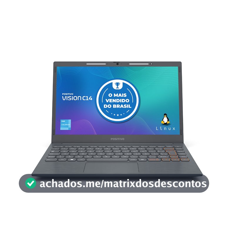 Notebook Positivo Vision C14 Intel® Celeron® Linux 8GB RAM 256GB 14.1” LED HD Lumina BAR - Cinza