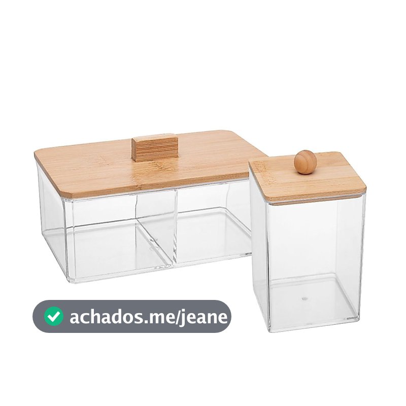 Organizador Bambu Banheiro Cozinha Caixa com Tampa My Box Lyor