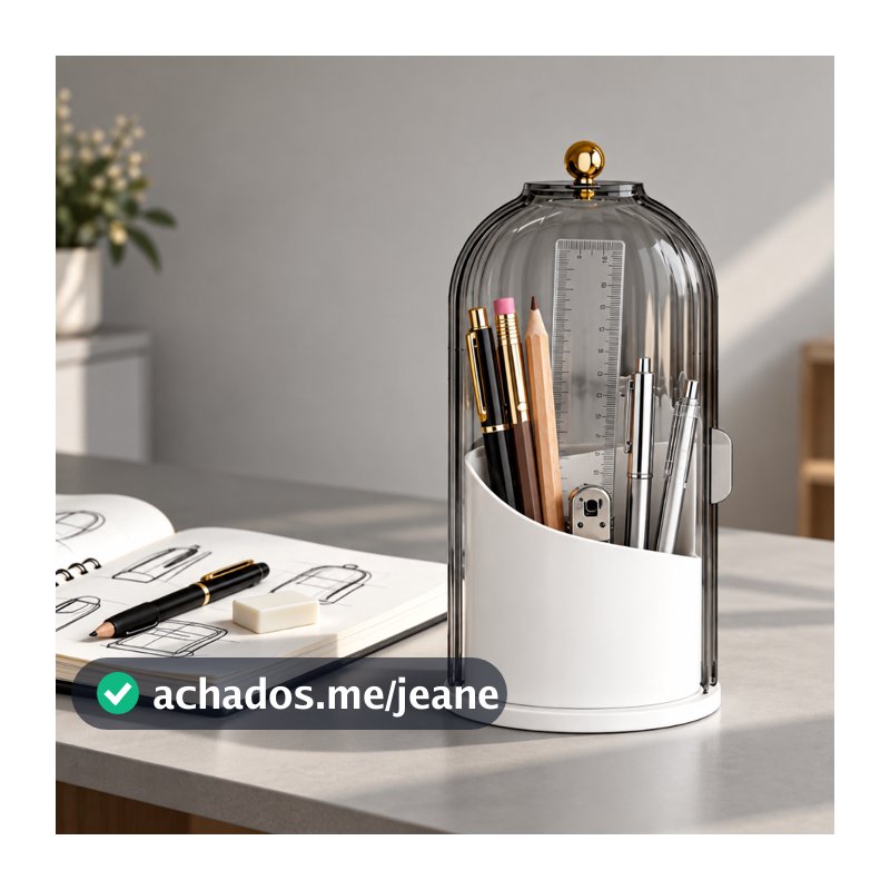 Caixa de Armazenamento Rotativa Para Pincéis e Maquiagens, Organizador de Mesa À Prova de Poeira