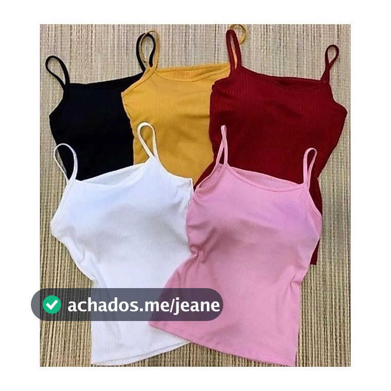 Blusinha Regata Feminina Alcinha Canelada Com Bojo Roupa Feminina Verão