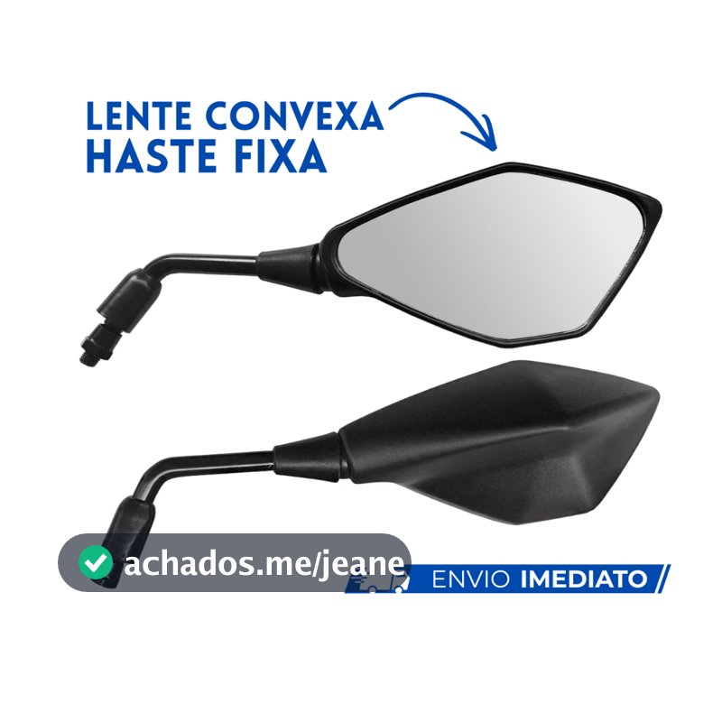Par Retrovisor Z400 Esportivo Lente Convexa Rosca M10 Haste Fixa Honda Dafra Suzuki