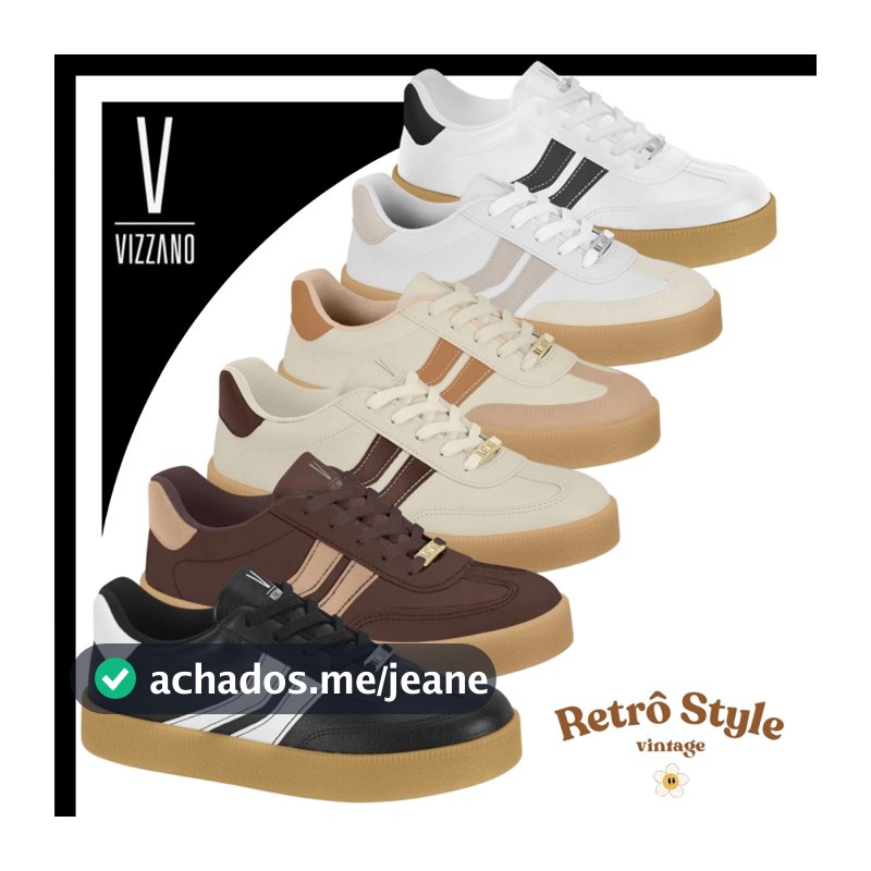 Tênis Vizzano Flatform Feminino Retrô Casual Solado Gomado Confortável