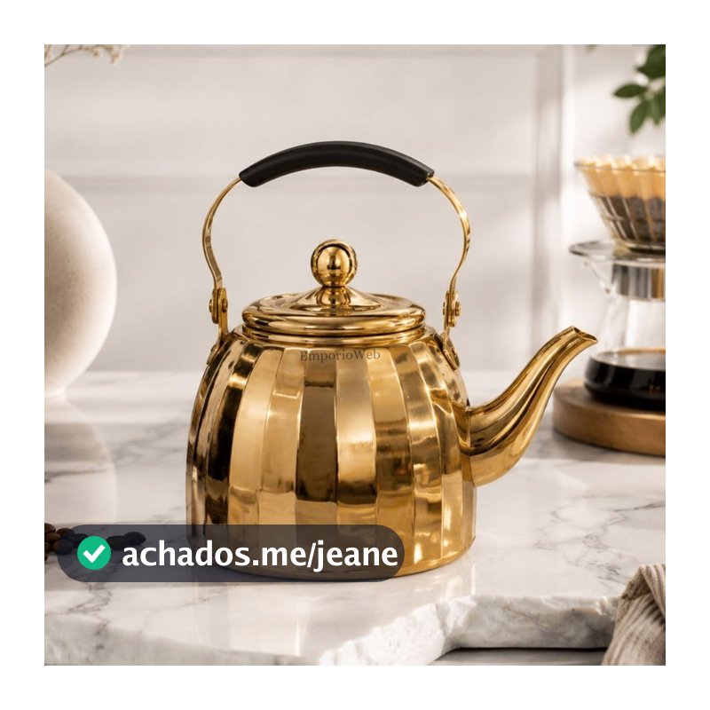 Chaleira Dourada Com Infusor Indução Chaleira Bule Mesa Posta Grande e Pequena