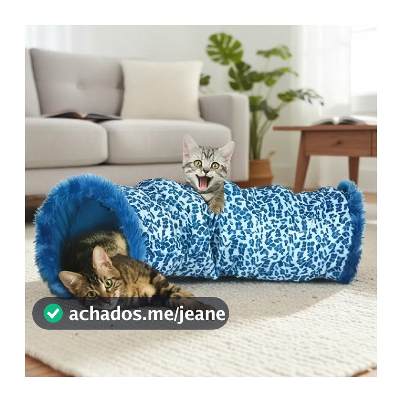 Túnel De Gato Com Catnip - 90 Centímetros - Azul - Zlpet