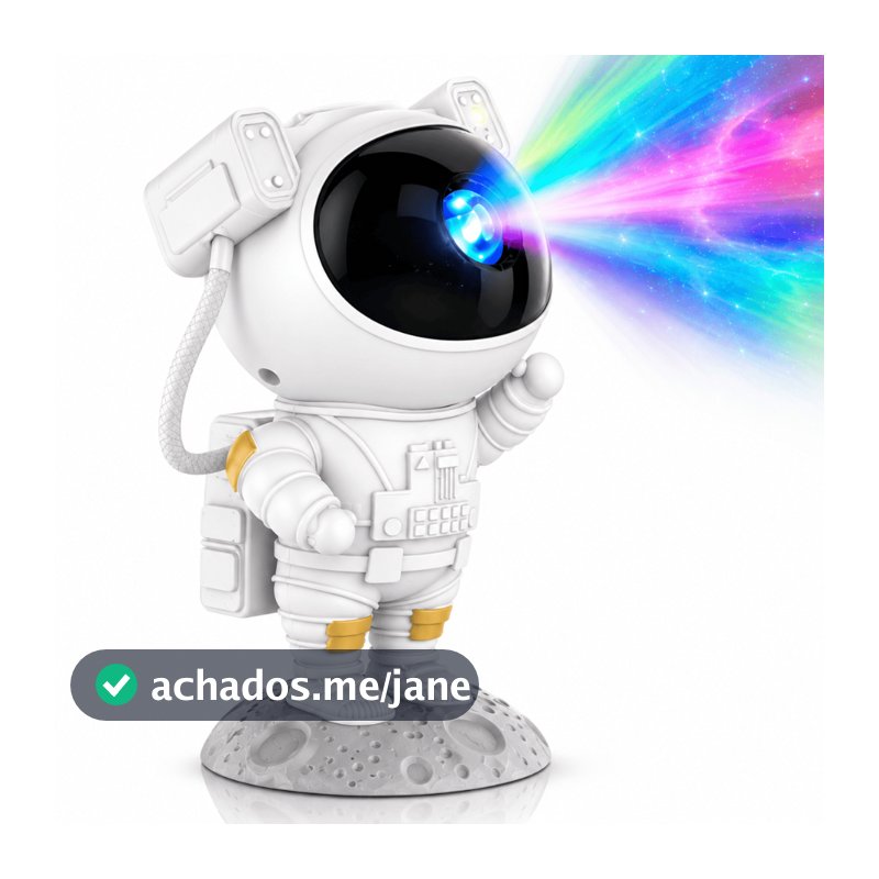 Luminária Astronauta Projetor De Luz Galáxia Nebulosa Estrelas Noturna Controle Remoto Rotação 360 Cabeça Magnética