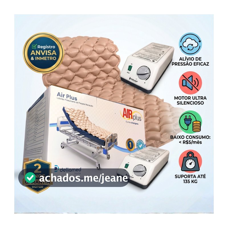 Colchão Pneumático Anti Escaras Airplus Dellamed Com Motor para Acamados Hospitalar