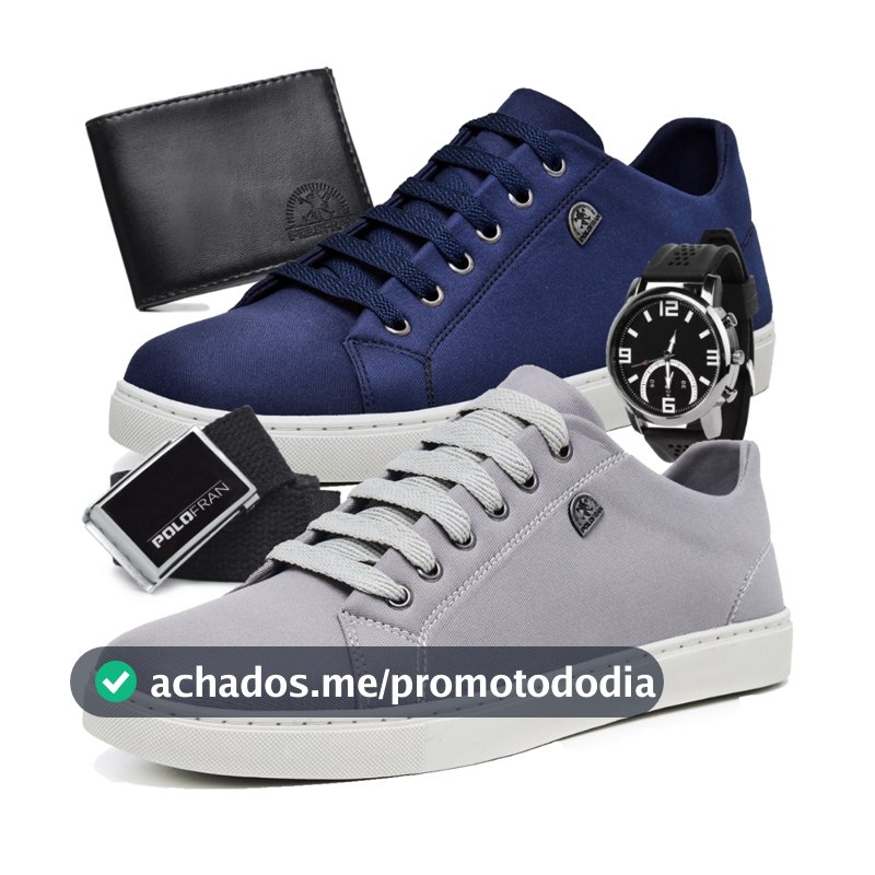 Kit 2 Tênis Masculino Sapatênis Polo Fran Básico Casual Com Carteira Cinto e Relógio London