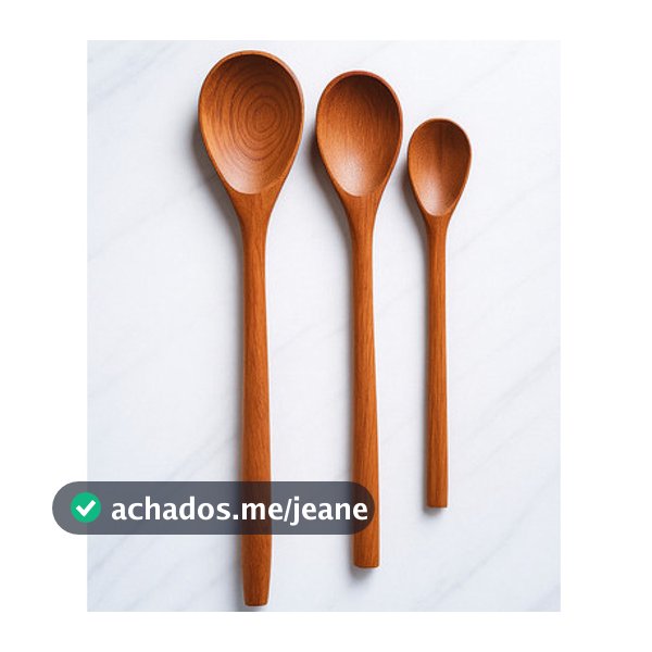 Kit 3 Colheres De Pau Madeira Maciça Polida - Utensílios De Cozinha - Envio Imediato