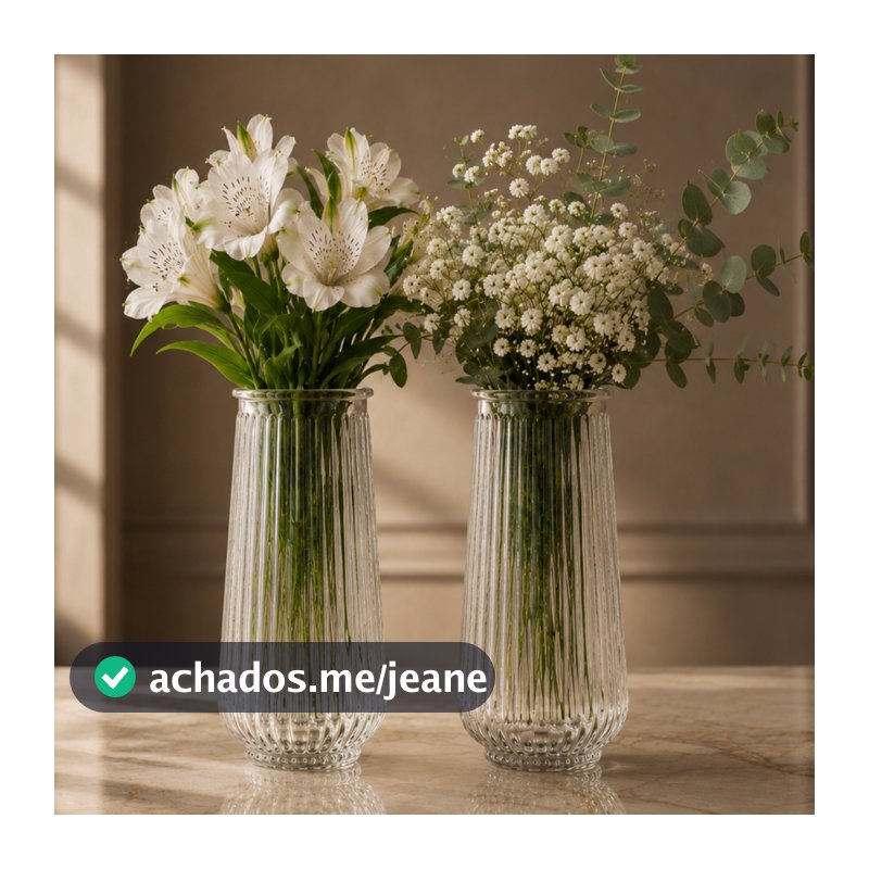 Kit 2 Vasos Decorativos Reflexos 20cm De Vidro Premium Transparente Para Flores E Plantas | Decore qualquer ambiente