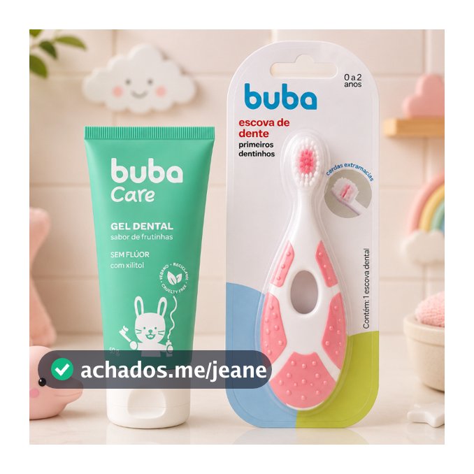 Kit Higiene Bucal Bebê Buba Gel Dental 50g + Escova Primeiros Dentinhos 0 a 2 Anos