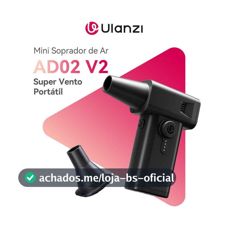 Ulanzi AD02 V2 Storm Mini Soprador de Ar 130.000 RPM Turbo Portátil para Limpeza e Camping 40m/s