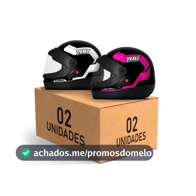 Kit Capacete Moto Masculino e Feminino Integral Pro Tork Sport Moto 788 Viseira Automática Branco