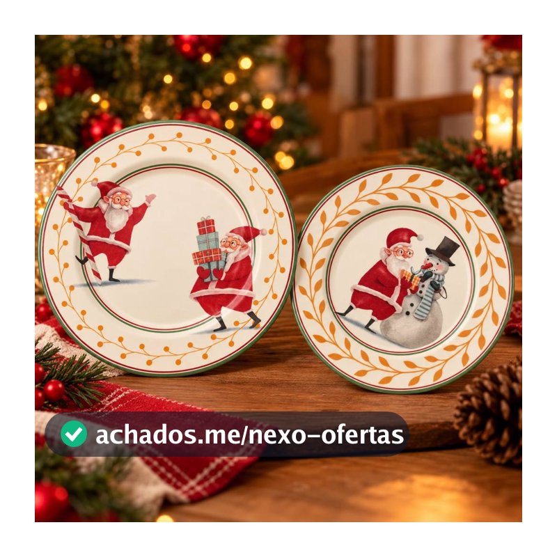 Pratos De Natal Ceramica Mesa Posta Decoraçao Natalina Multiuso