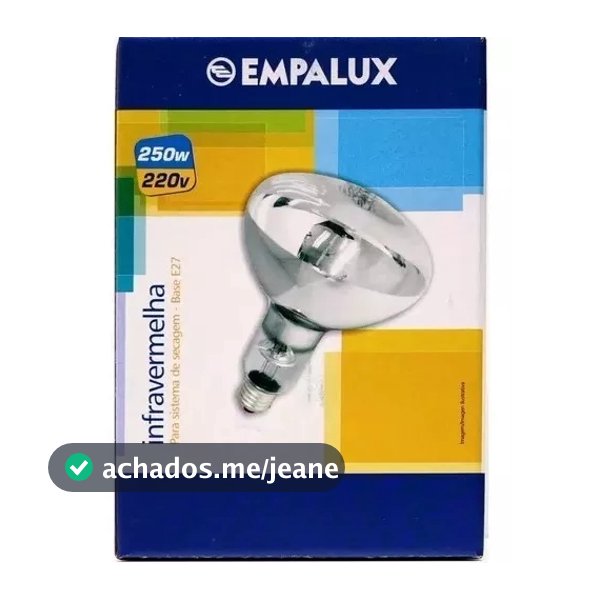 LÂMPADA INCANDESCENTE INFRAVERMELHA AQUECIMENTO SECAGEM  220V 250W - EMPALUX