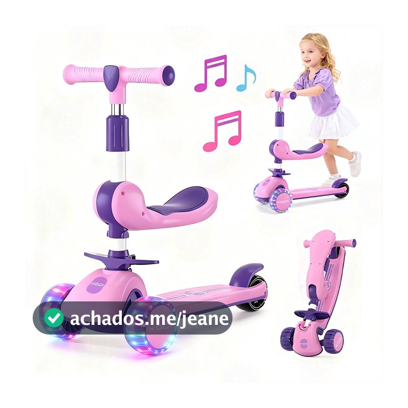 Patinete Infantil com Led Som Musical Dobravel e Guidão Ajustável até 60Kg Menino Menina P15