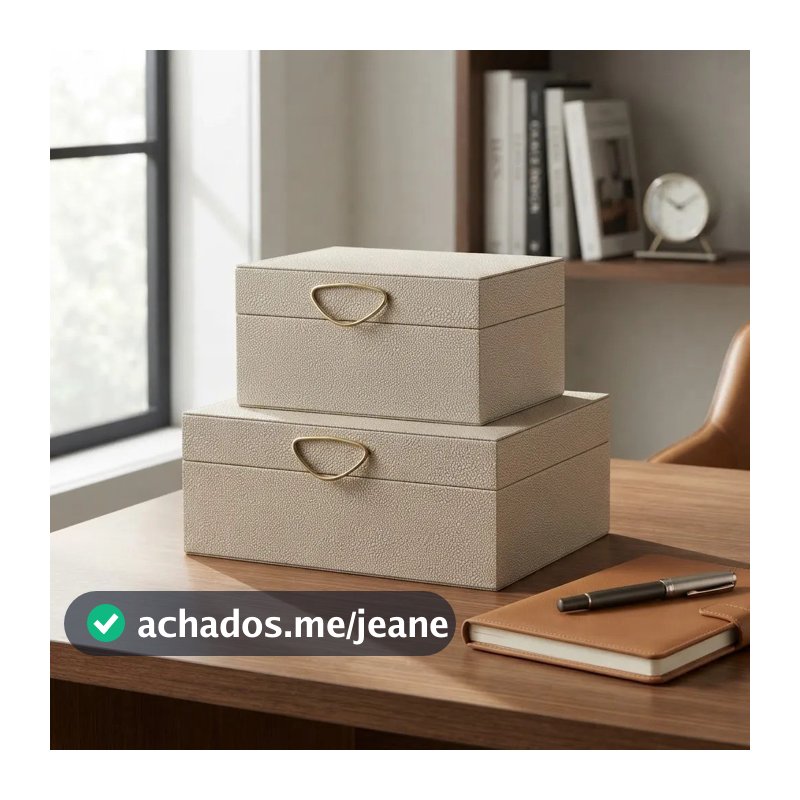 Kit 2 Caixas Organizadoras Couro Bubble Escritório
