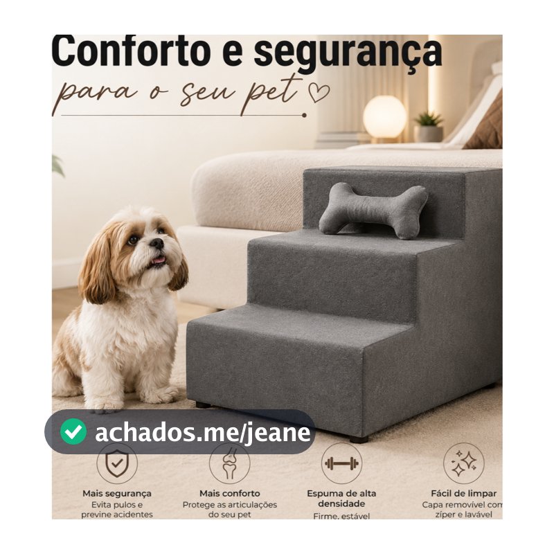 Escada Pet 3 Degraus para Cachorros e Gatos | Conforto e Segurança | Frete rapido